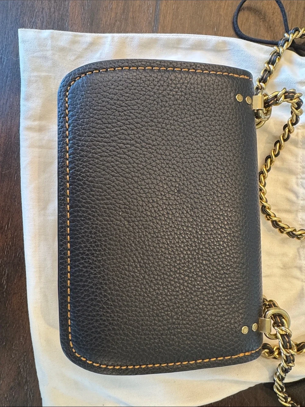 NWOT Rare Coach Black Troupe Pebbled Leather Crossbody with Gold Turnlock